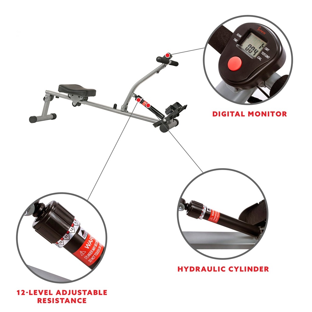  MAQUINA DE REMO CON RESISTENCIA AJUSTABLE Y MONITOR DIGITAL SF-RW1205 SUNNY HEALTH FITNESS